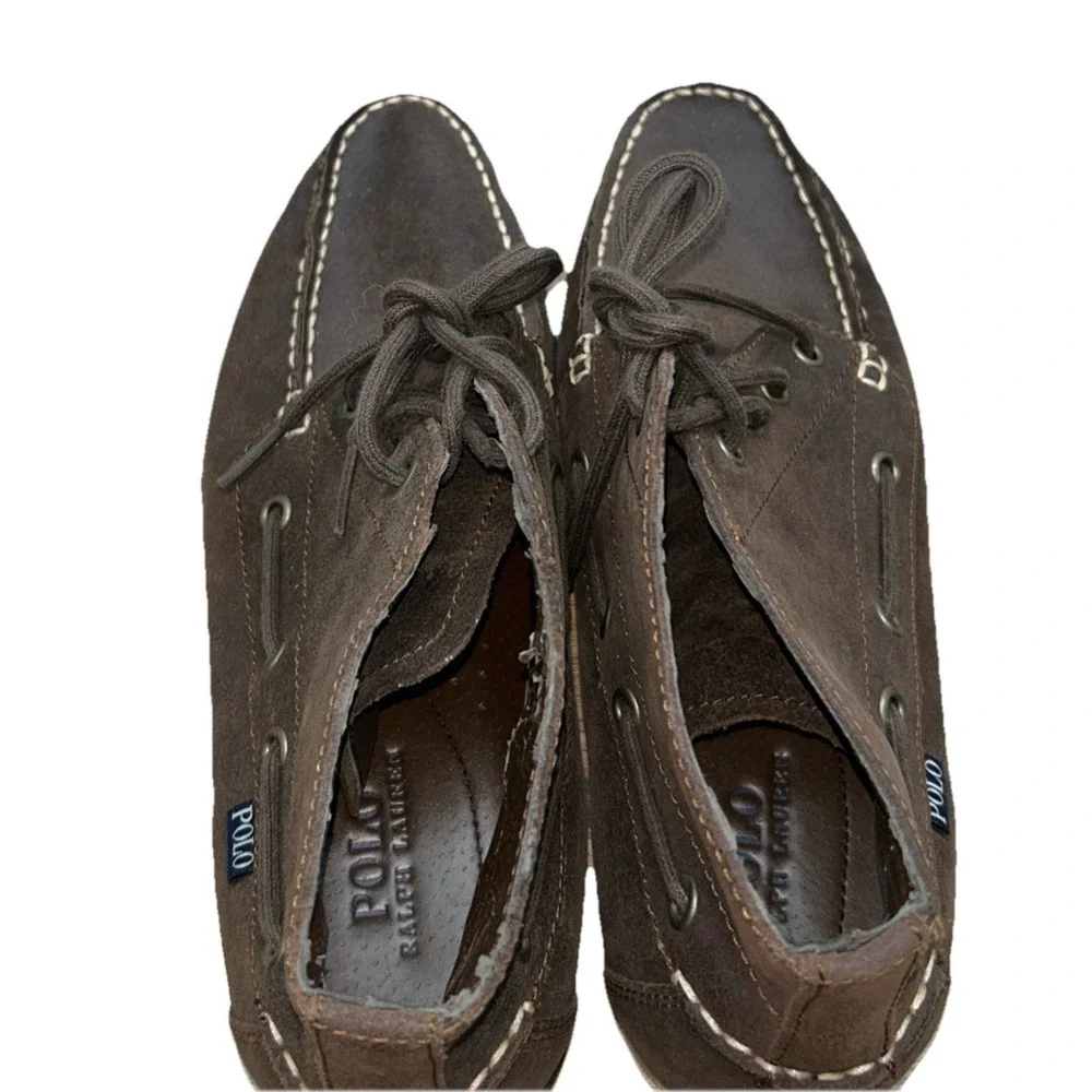 POLO RALPH LAUREN Barx Chukka Chocolate Leather Ankle Boots 11571 Men‎ Sz 9.5D